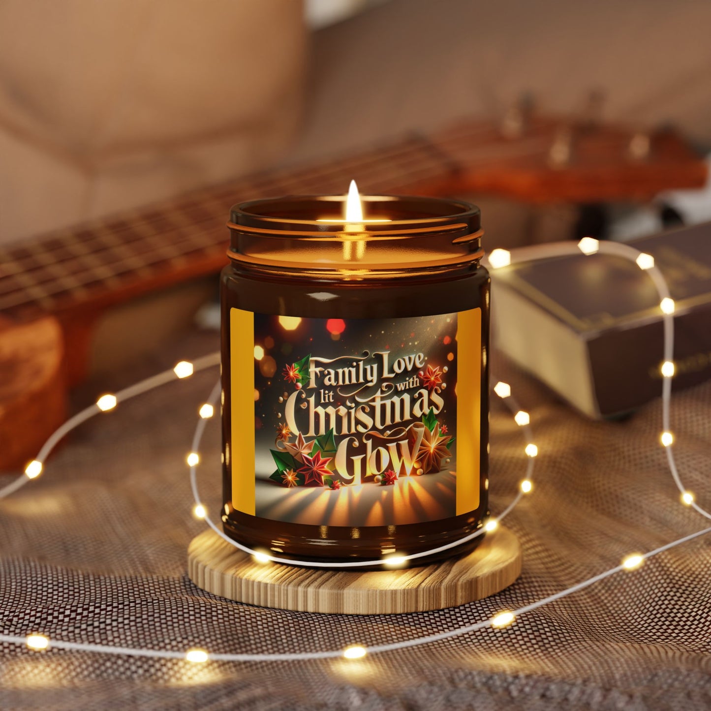 Bougie parfumée au soja « Amour familial de Noël » - Pot ambré