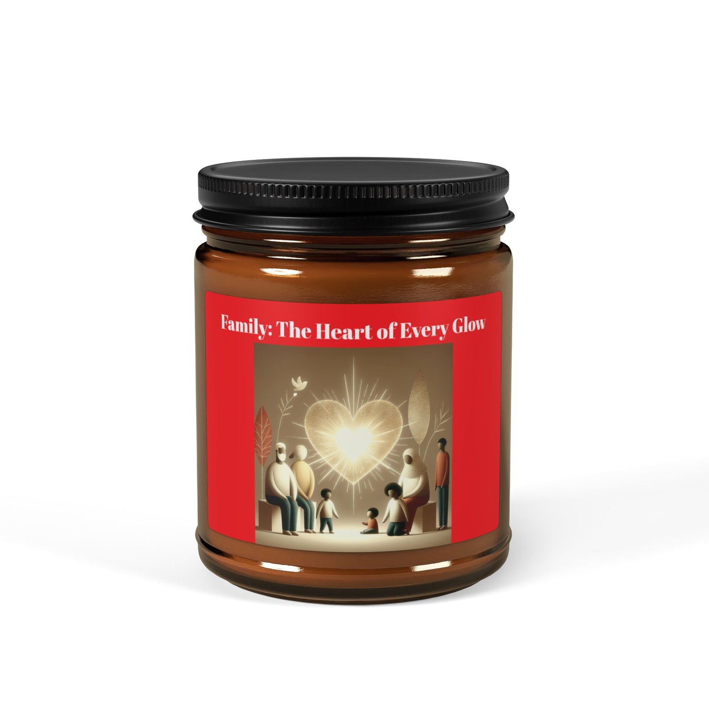 Warmth of Home Scented Soy Candle - Heart Design, Multi-Size Amber Jar