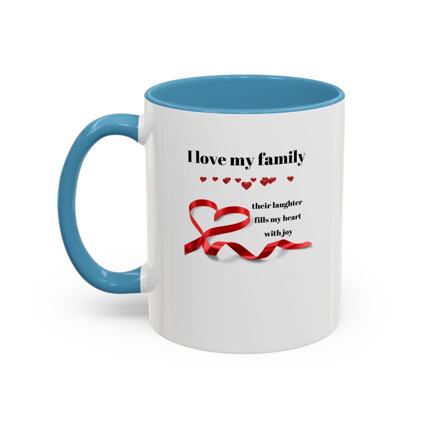 Cadeaux pour la famille Les meilleures idées de cadeaux pour la famille, tasse à café avec accent d'amour familial - « J'aime ma famille, leur rire remplit mon cœur de joie » 11 ou 15 oz