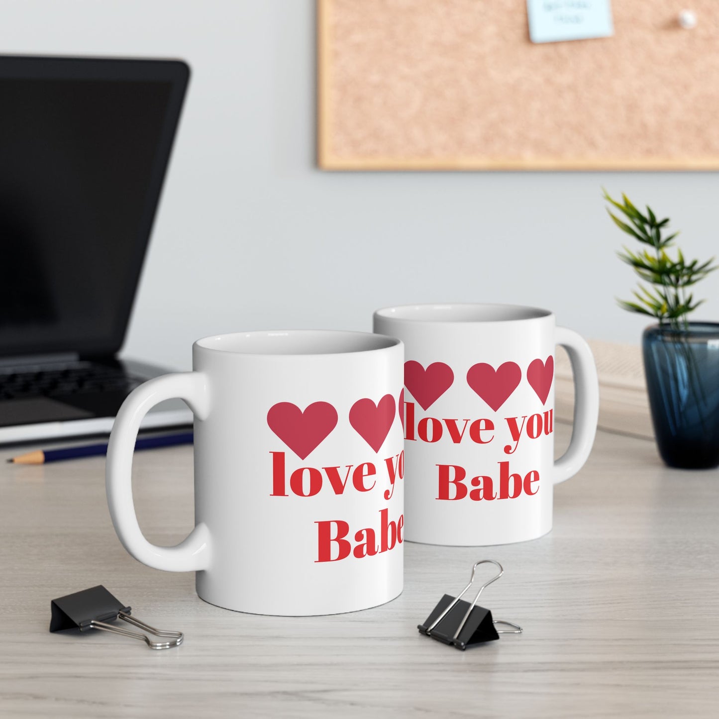 Love You Babe Ceramic Mug - Heart Design | Perfect gift for your husband or wife & girlfriend or boyfriend