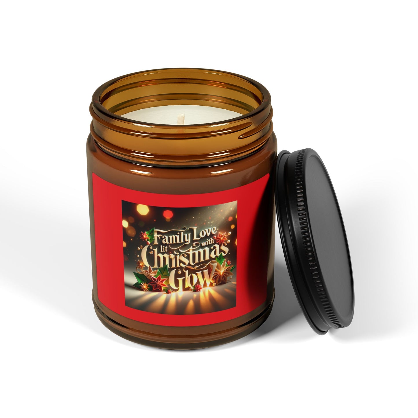 Christmas Glow Scented Soy Candle - Family Love Aroma in Amber Jar