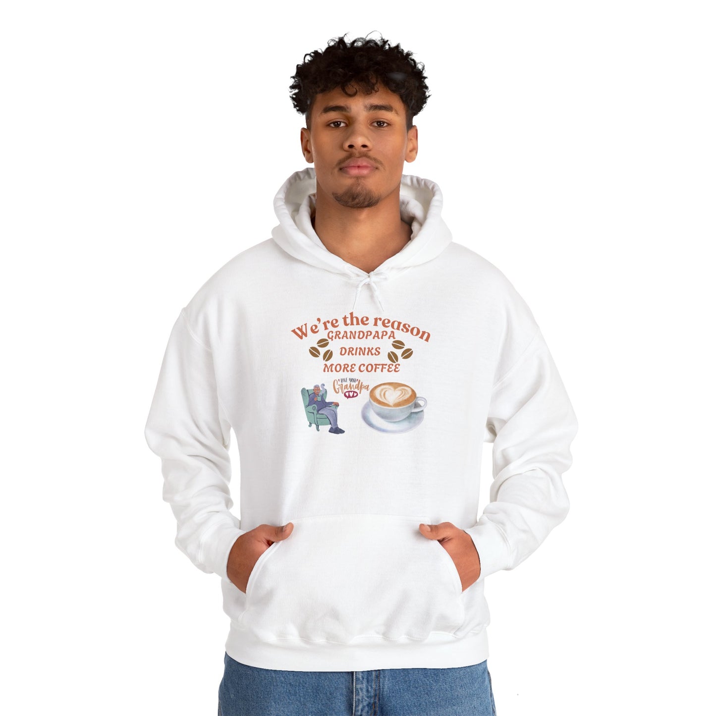 Unisex Coffee Lover Hooded Sweatshirt - 'We're the Reason Grandpapa Drinks More Coffee'