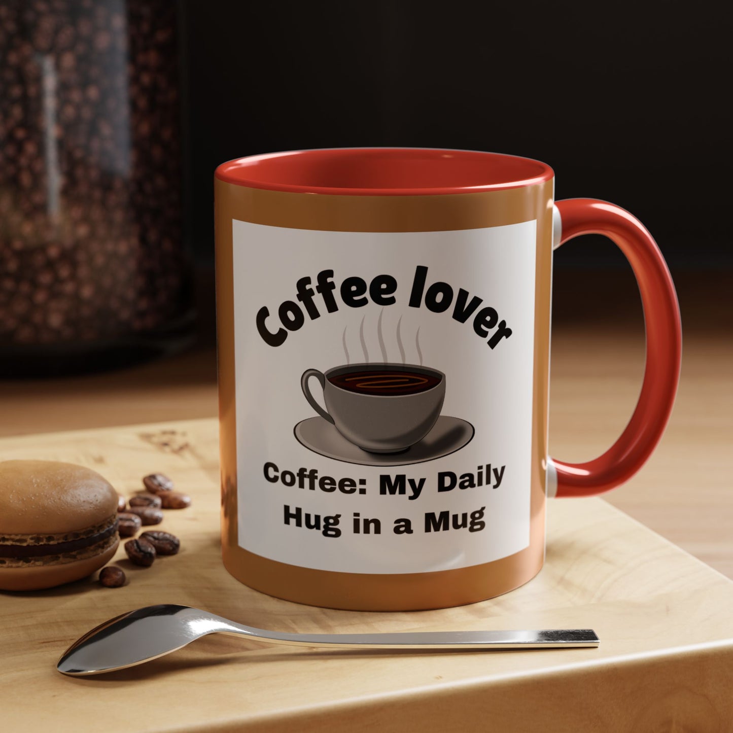 Coffee Lover Accent Mug - Daily Hug in a Mug for Coffee Enthusiasts