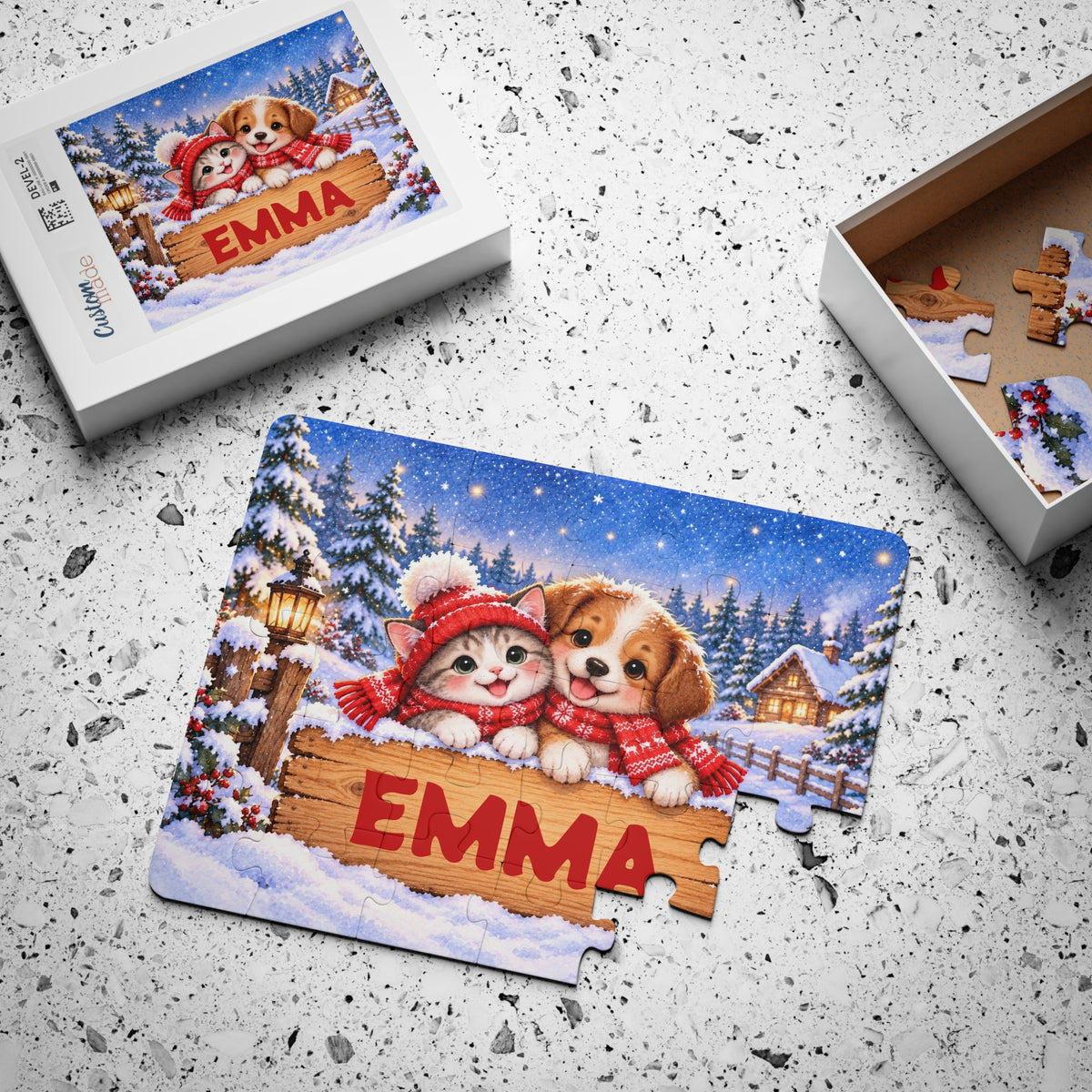 Christmas Kitten & Puppy Puzzle