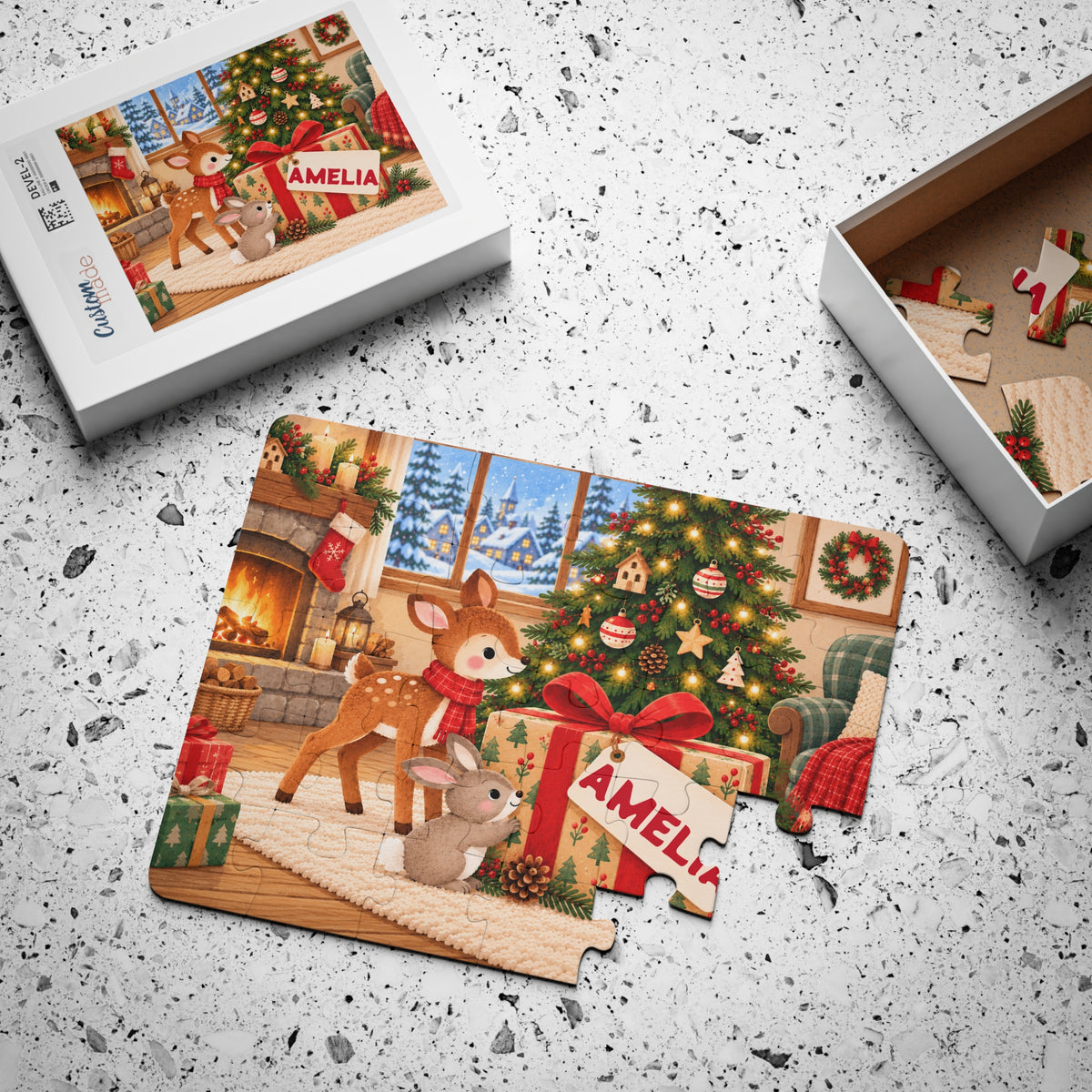 Fawn & Bunny Christmas Gift Puzzle