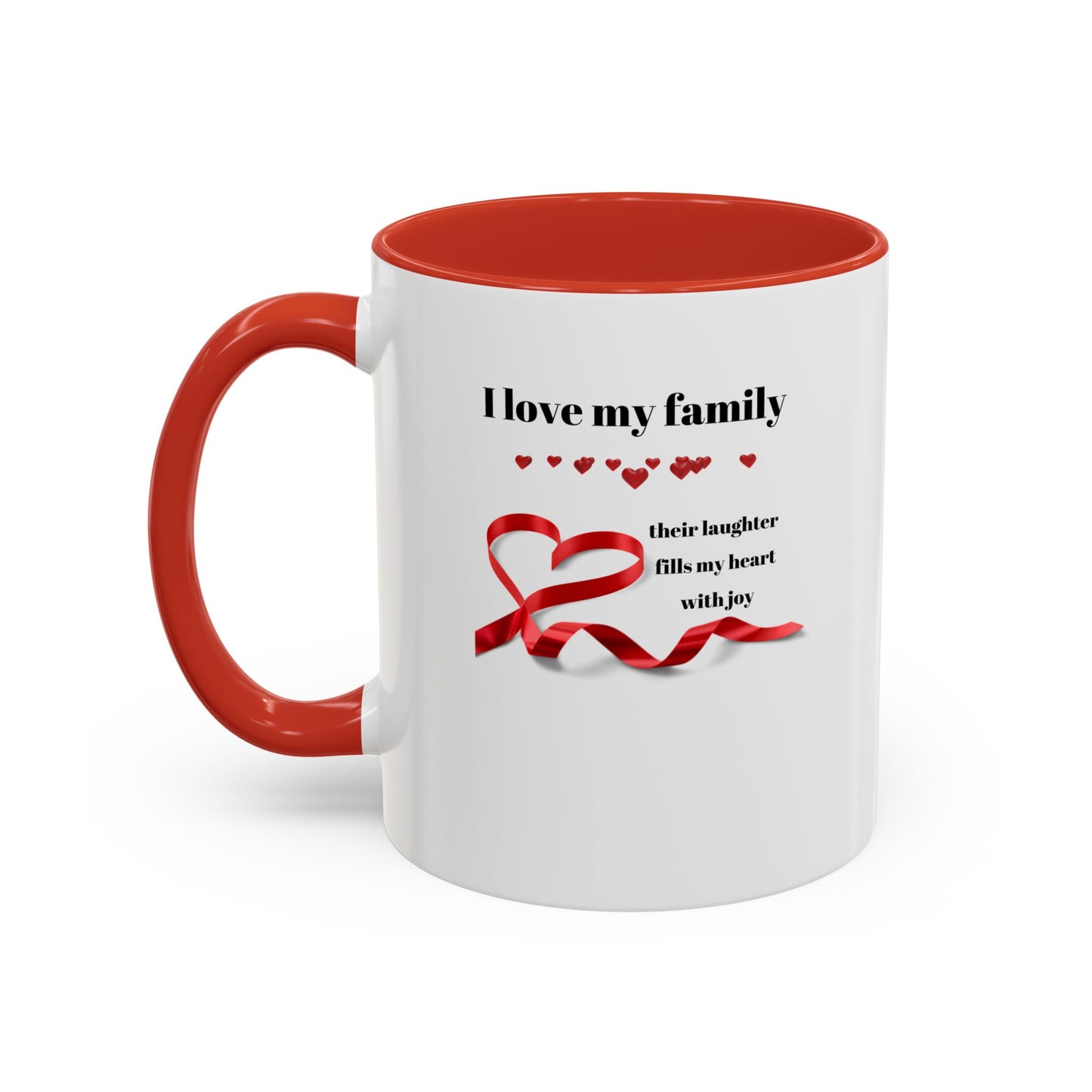 Cadeaux pour la famille Les meilleures idées de cadeaux pour la famille, tasse à café avec accent d'amour familial - « J'aime ma famille, leur rire remplit mon cœur de joie » 11 ou 15 oz