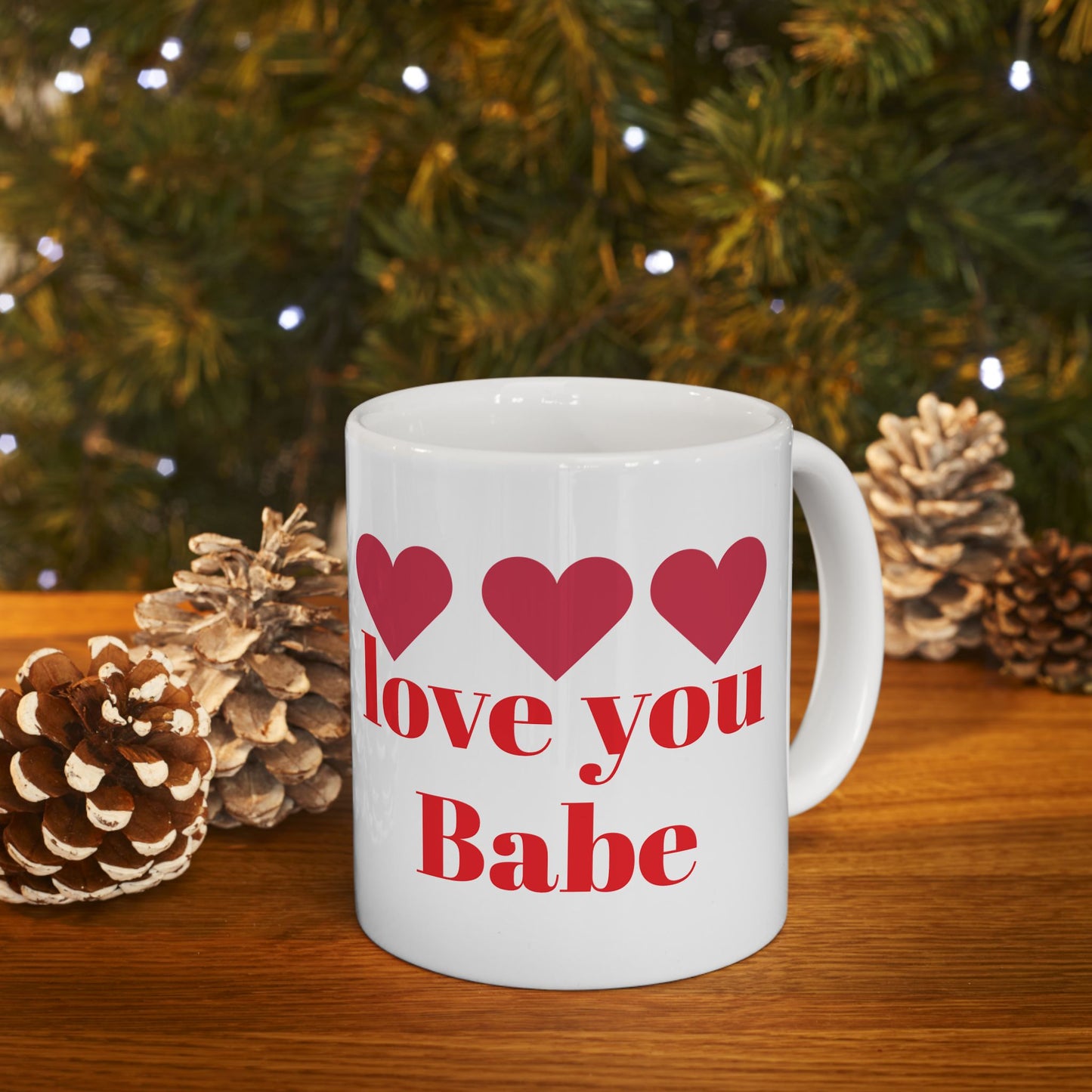 Love You Babe Ceramic Mug - Heart Design | Perfect gift for your husband or wife & girlfriend or boyfriend