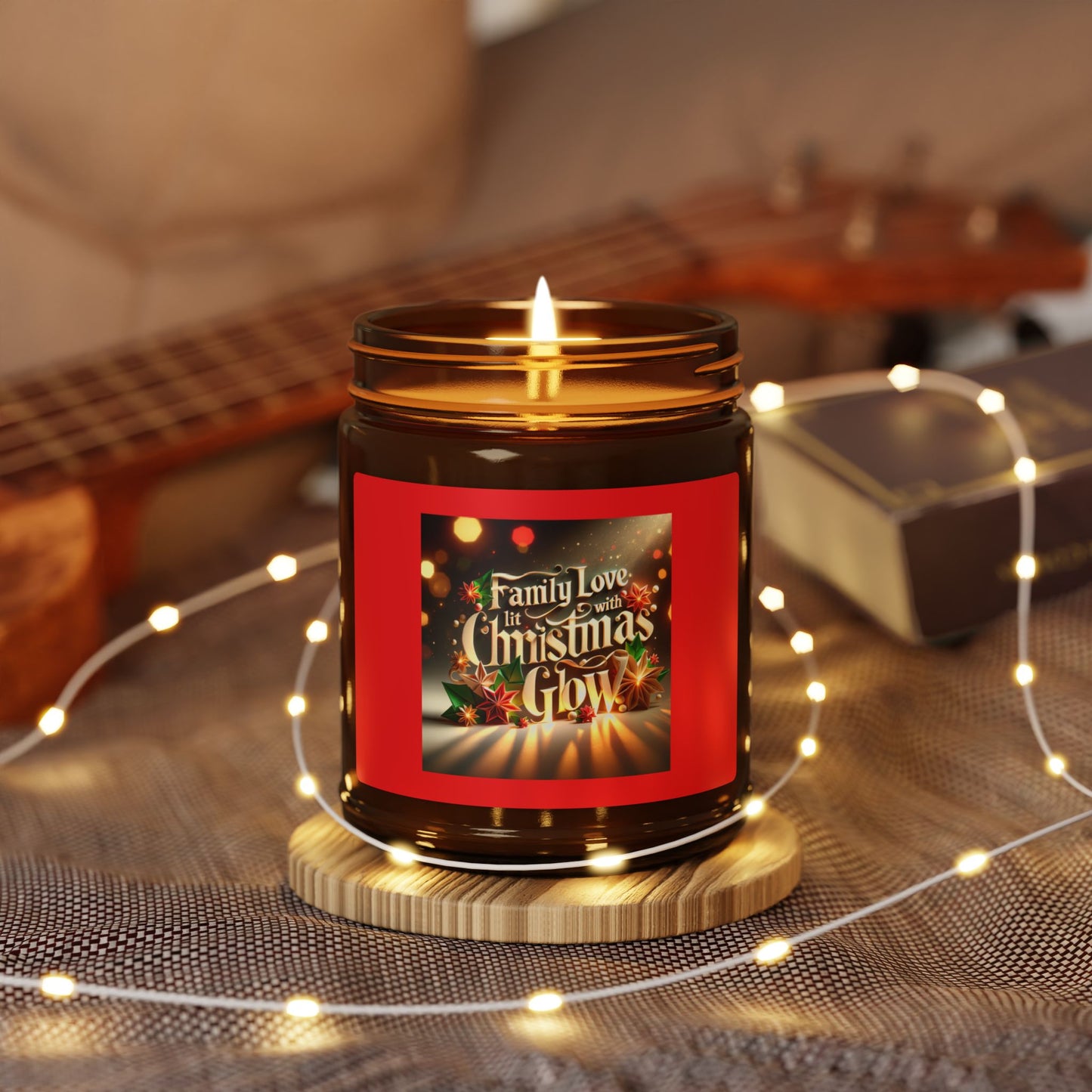 Christmas Glow Scented Soy Candle - Family Love Aroma in Amber Jar