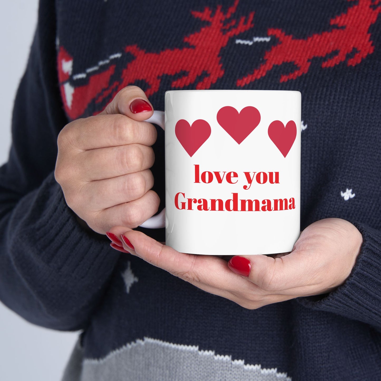 Tasse en céramique Love You Grandmama - Motif cœur | Cadeau idéal pour grand-mère