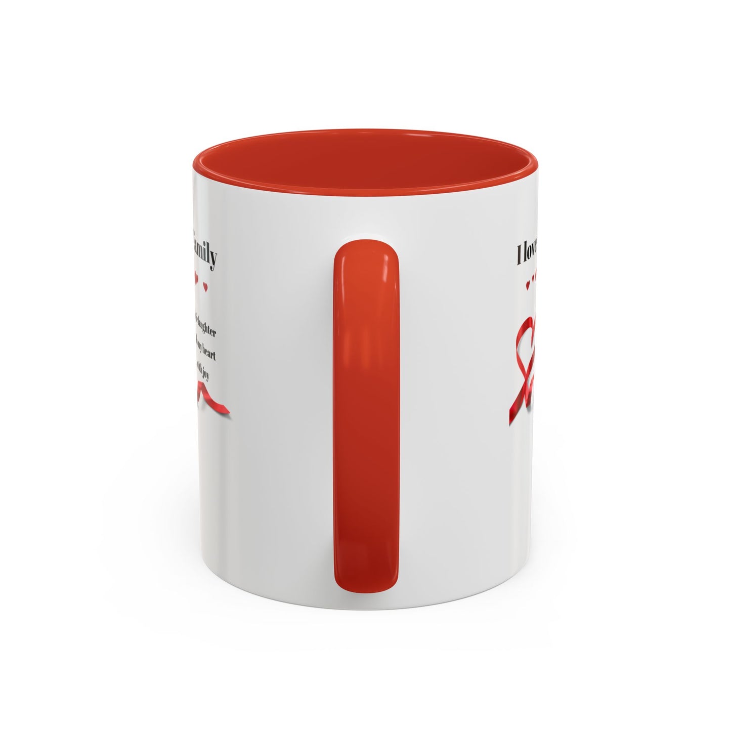 Cadeaux pour la famille Les meilleures idées de cadeaux pour la famille, tasse à café avec accent d'amour familial - « J'aime ma famille, leur rire remplit mon cœur de joie » 11 ou 15 oz