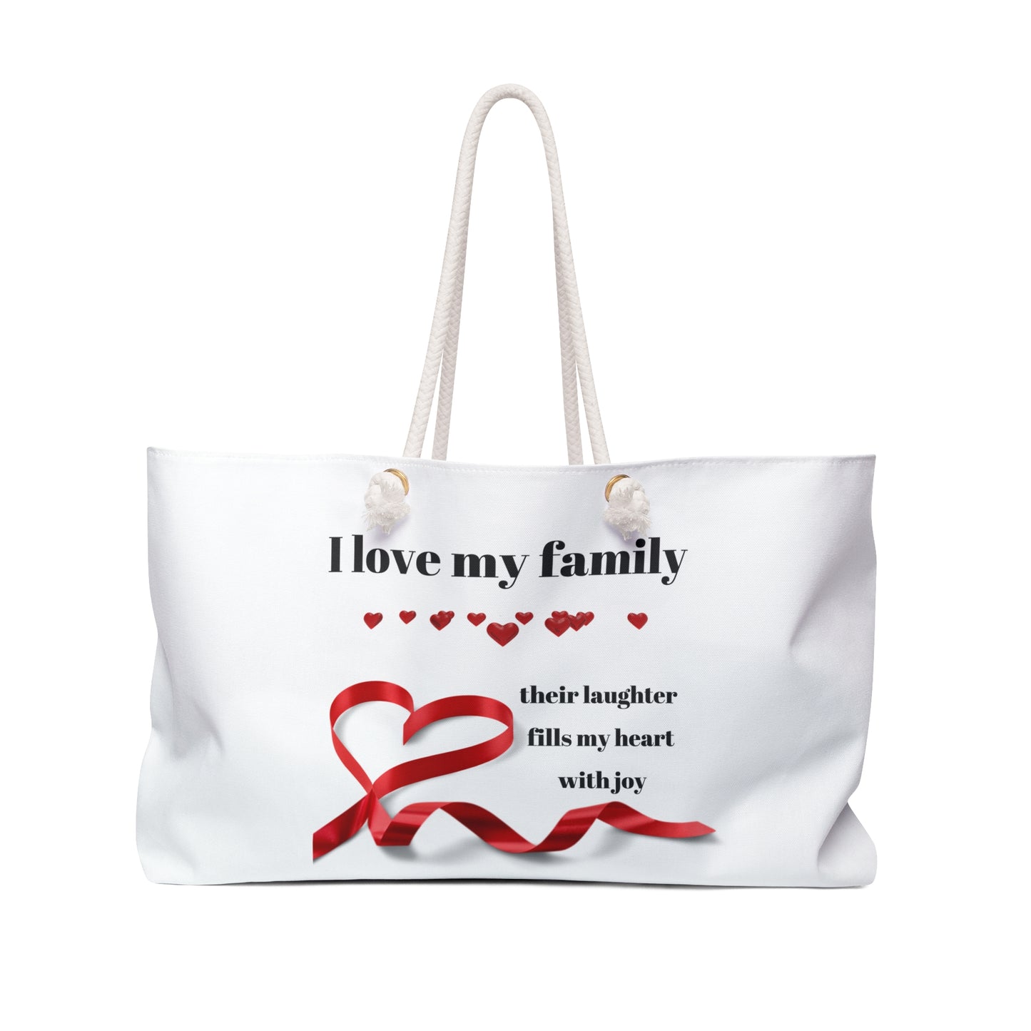 I Love My Family Weekender Bag - Heart Design for Family Gatherings & Travel