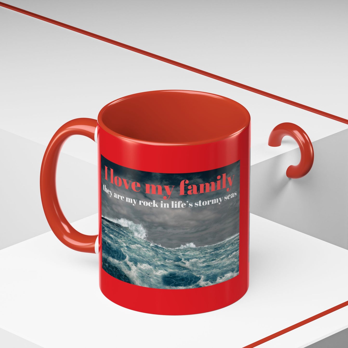 Tasse à café familiale inspirante – Motif mers orageuses – Tasse décorative 11/15 oz