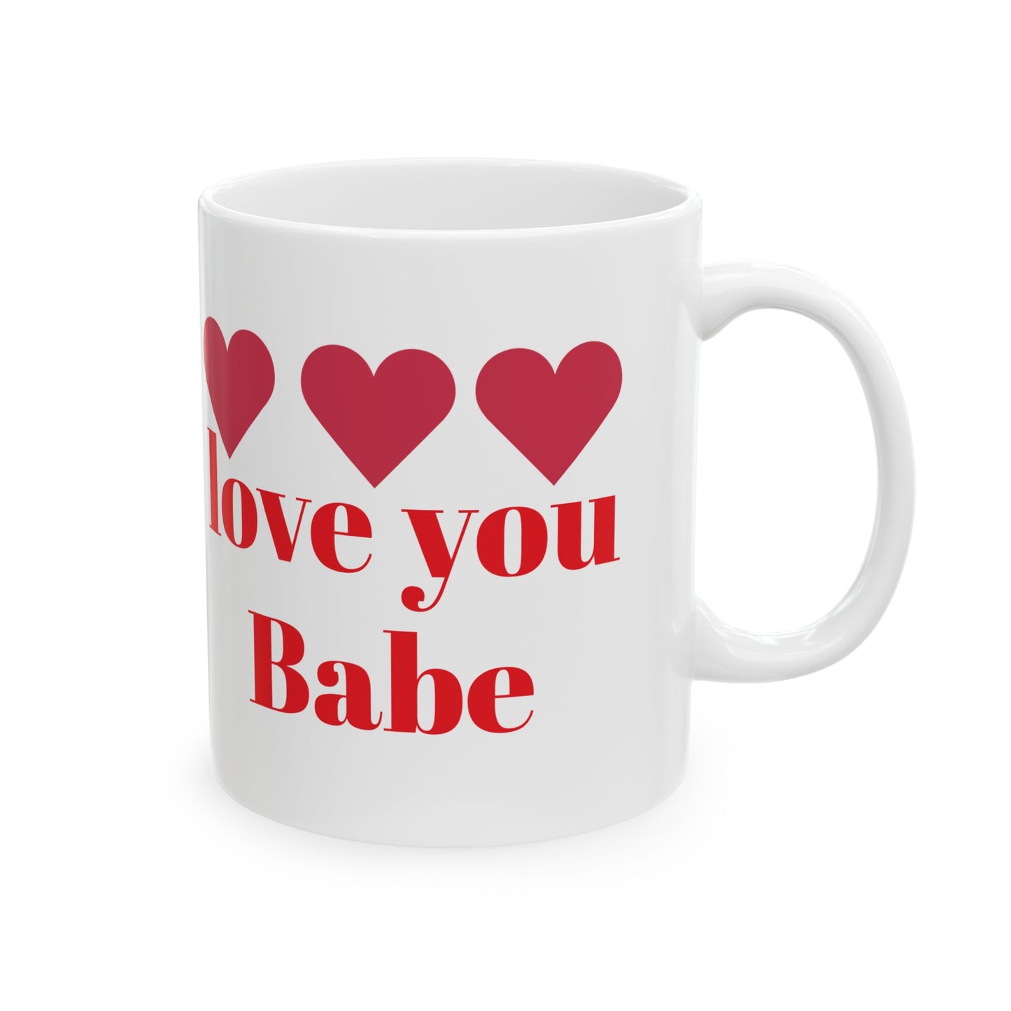 Love You Babe Ceramic Mug - Heart Design | Perfect gift for your husband or wife & girlfriend or boyfriend