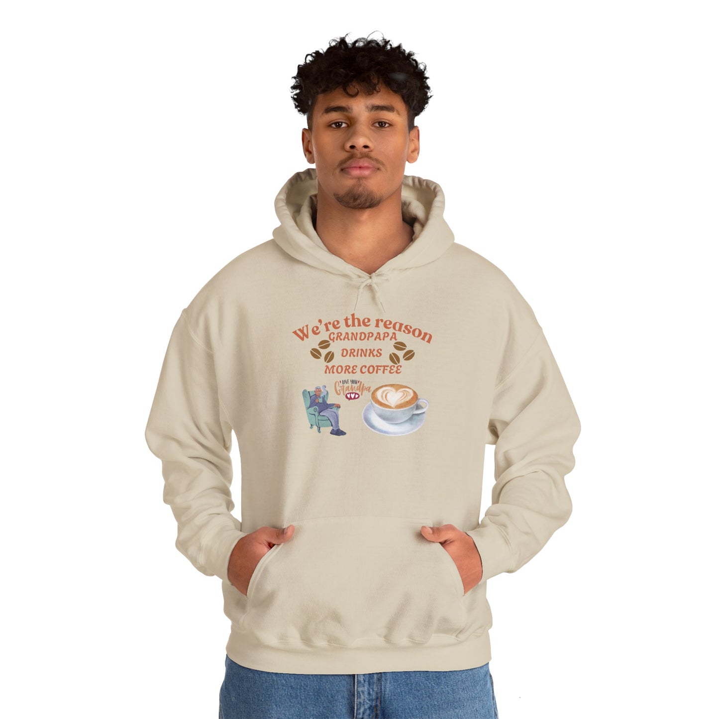 Unisex Coffee Lover Hooded Sweatshirt - 'We're the Reason Grandpapa Drinks More Coffee'