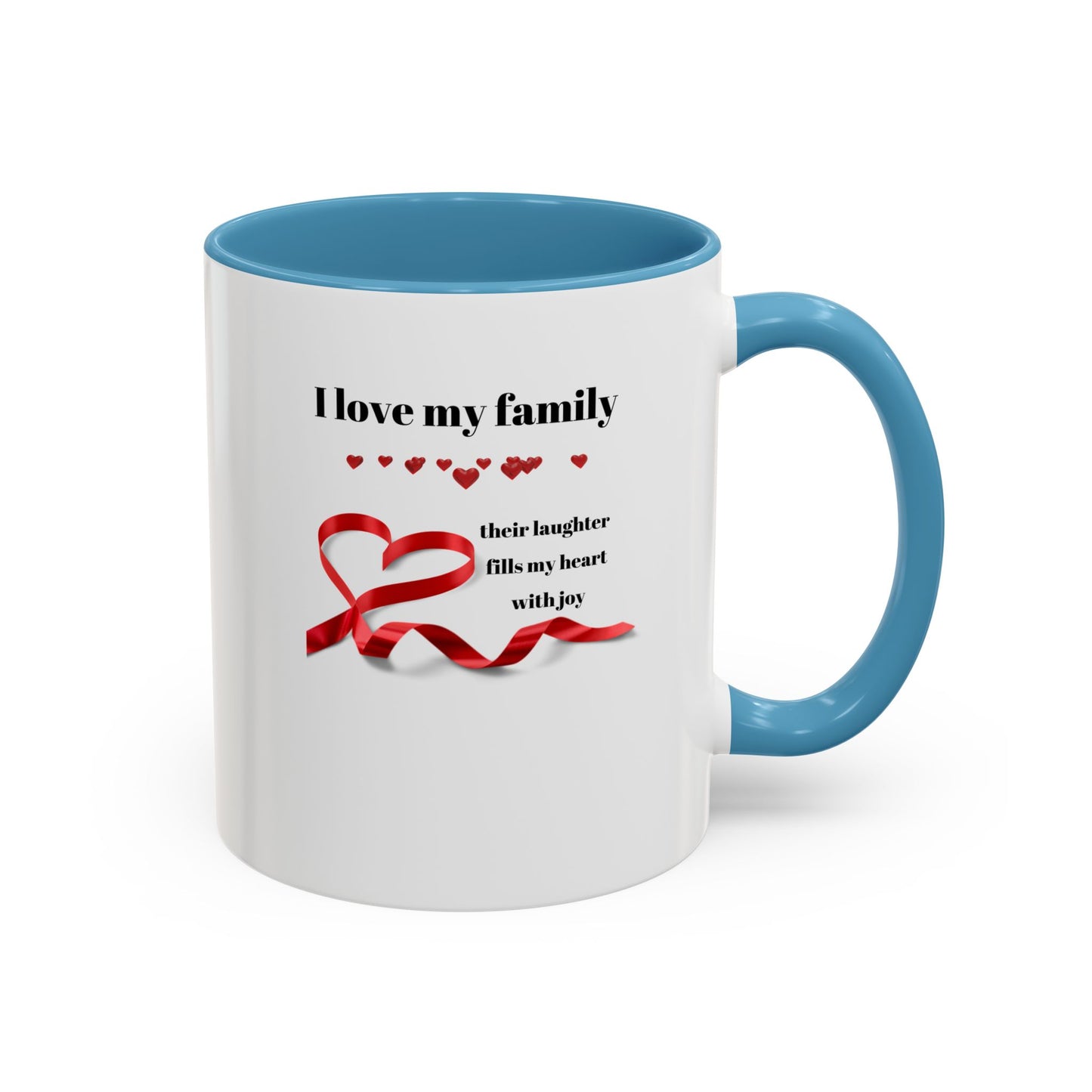 Cadeaux pour la famille Les meilleures idées de cadeaux pour la famille, tasse à café avec accent d'amour familial - « J'aime ma famille, leur rire remplit mon cœur de joie » 11 ou 15 oz