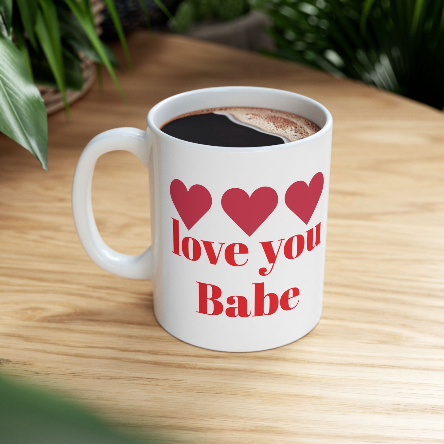 Love You Babe Ceramic Mug - Heart Design | Perfect gift for your husband or wife & girlfriend or boyfriend