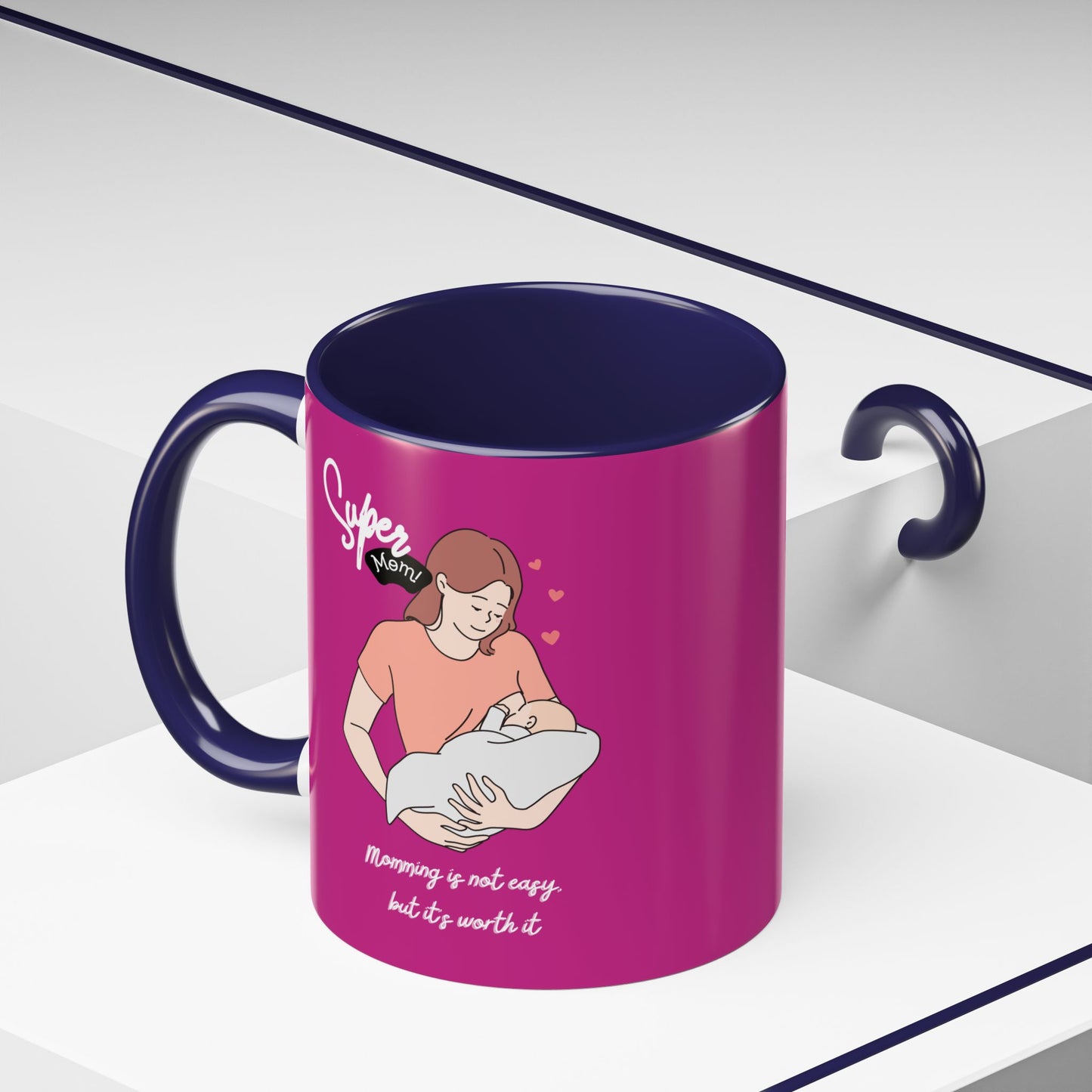 Super Mom Accent Coffee Mug - Perfect Gift for Mother's Day & Moms Everywhere