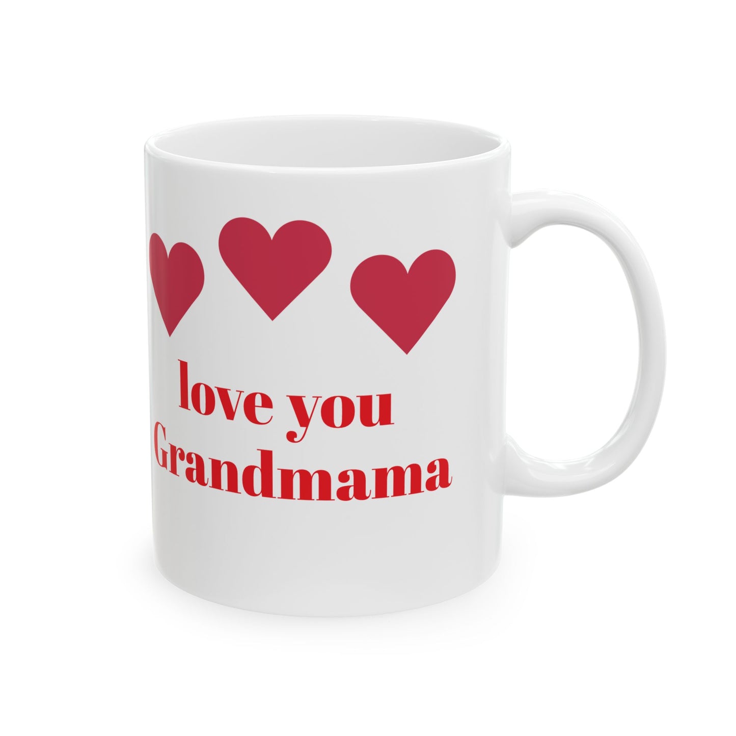 Tasse en céramique Love You Grandmama - Motif cœur | Cadeau idéal pour grand-mère