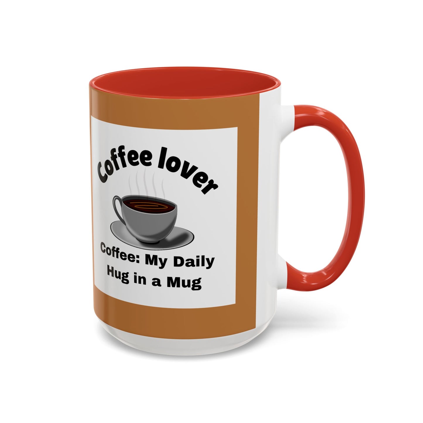 Coffee Lover Accent Mug - Daily Hug in a Mug for Coffee Enthusiasts