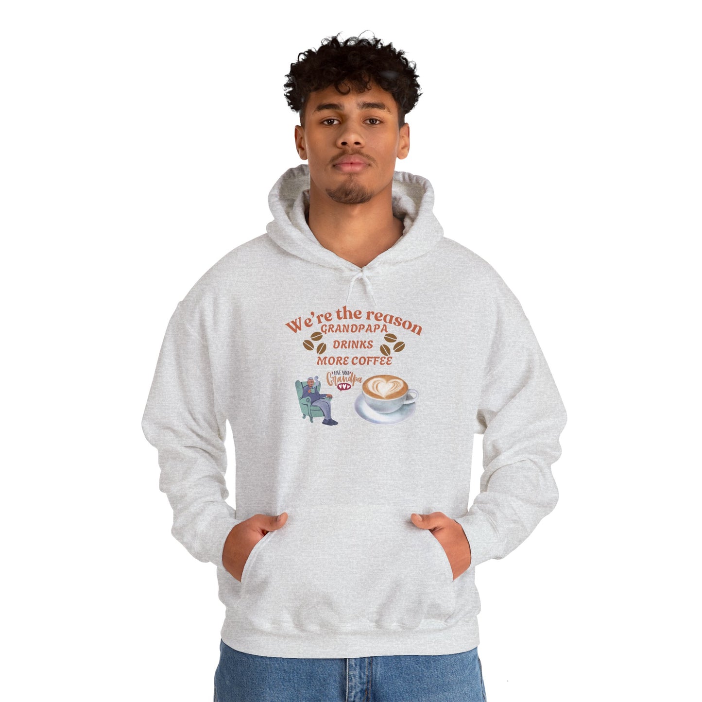 Unisex Coffee Lover Hooded Sweatshirt - 'We're the Reason Grandpapa Drinks More Coffee'