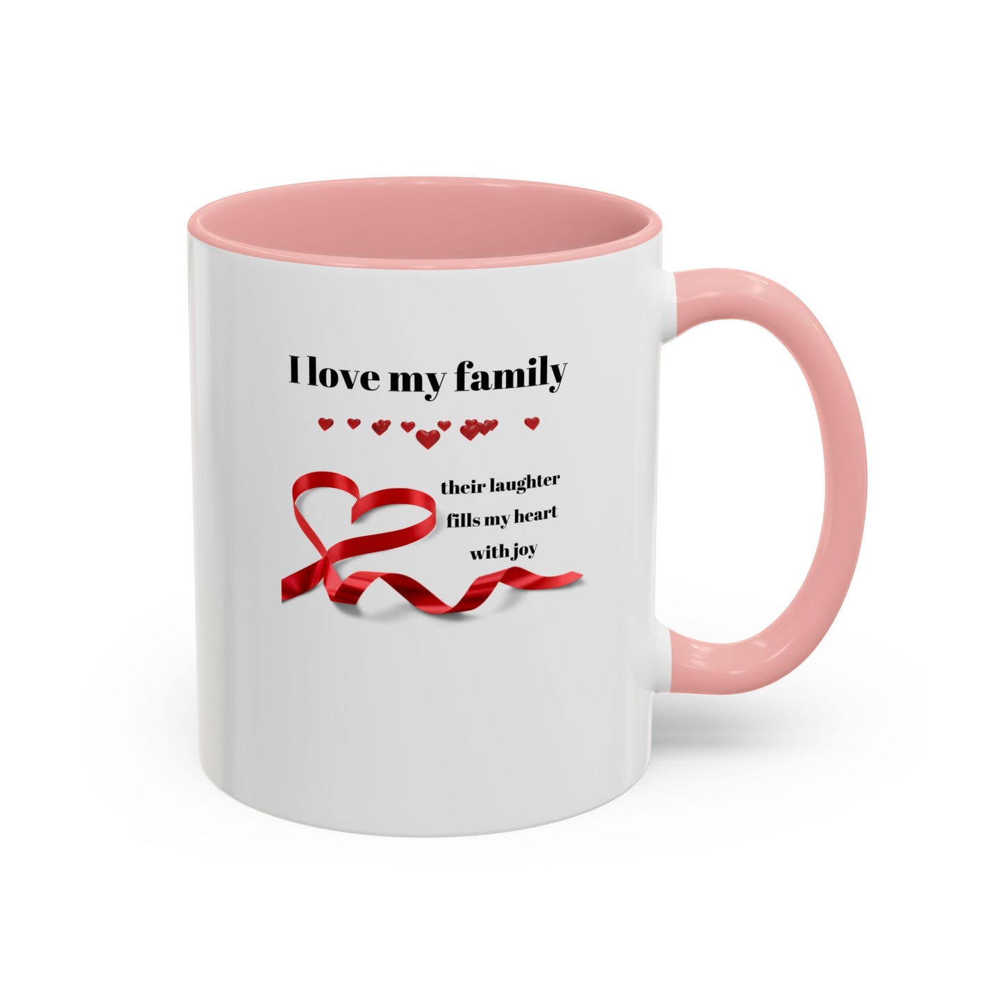 Cadeaux pour la famille Les meilleures idées de cadeaux pour la famille, tasse à café avec accent d'amour familial - « J'aime ma famille, leur rire remplit mon cœur de joie » 11 ou 15 oz