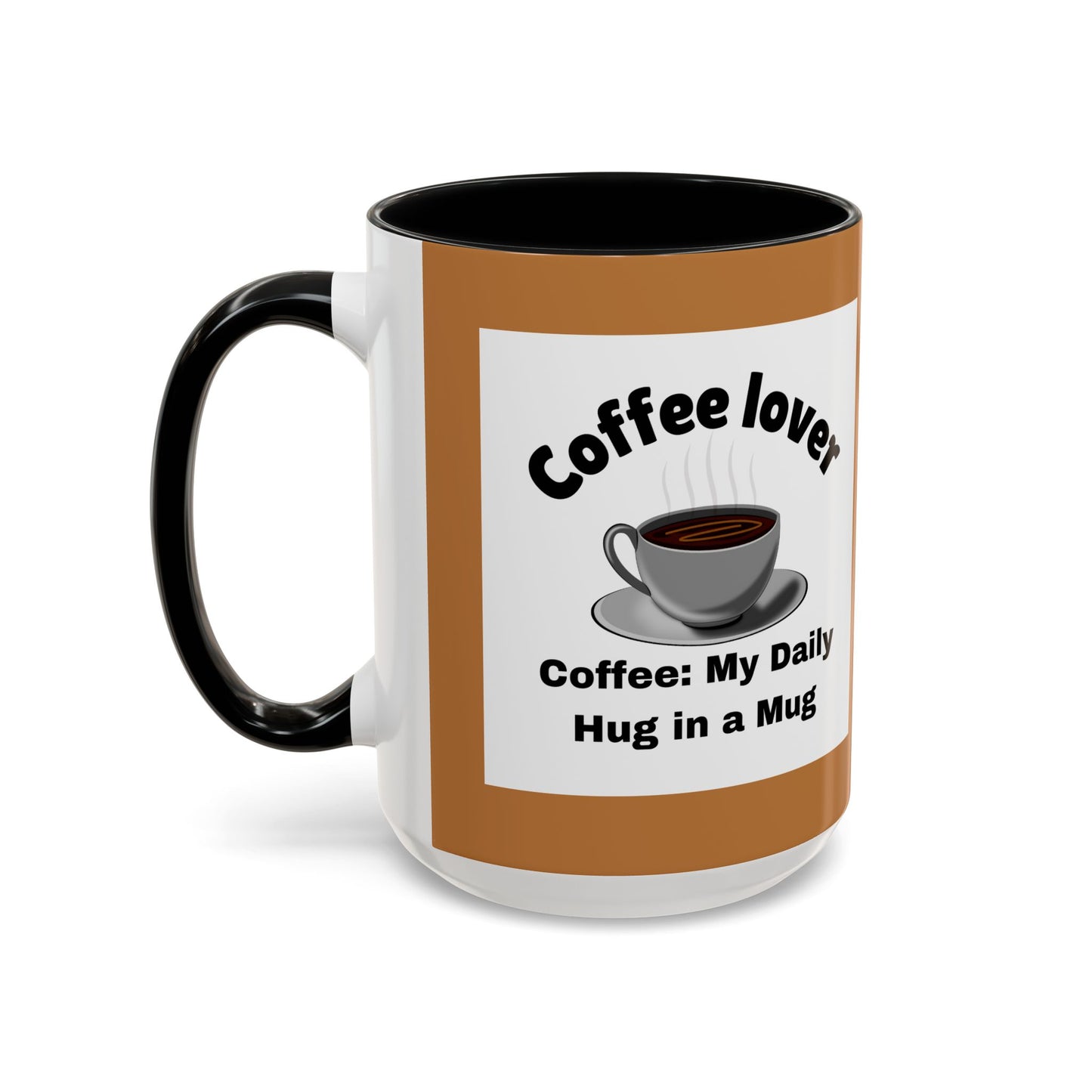 Coffee Lover Accent Mug - Daily Hug in a Mug for Coffee Enthusiasts