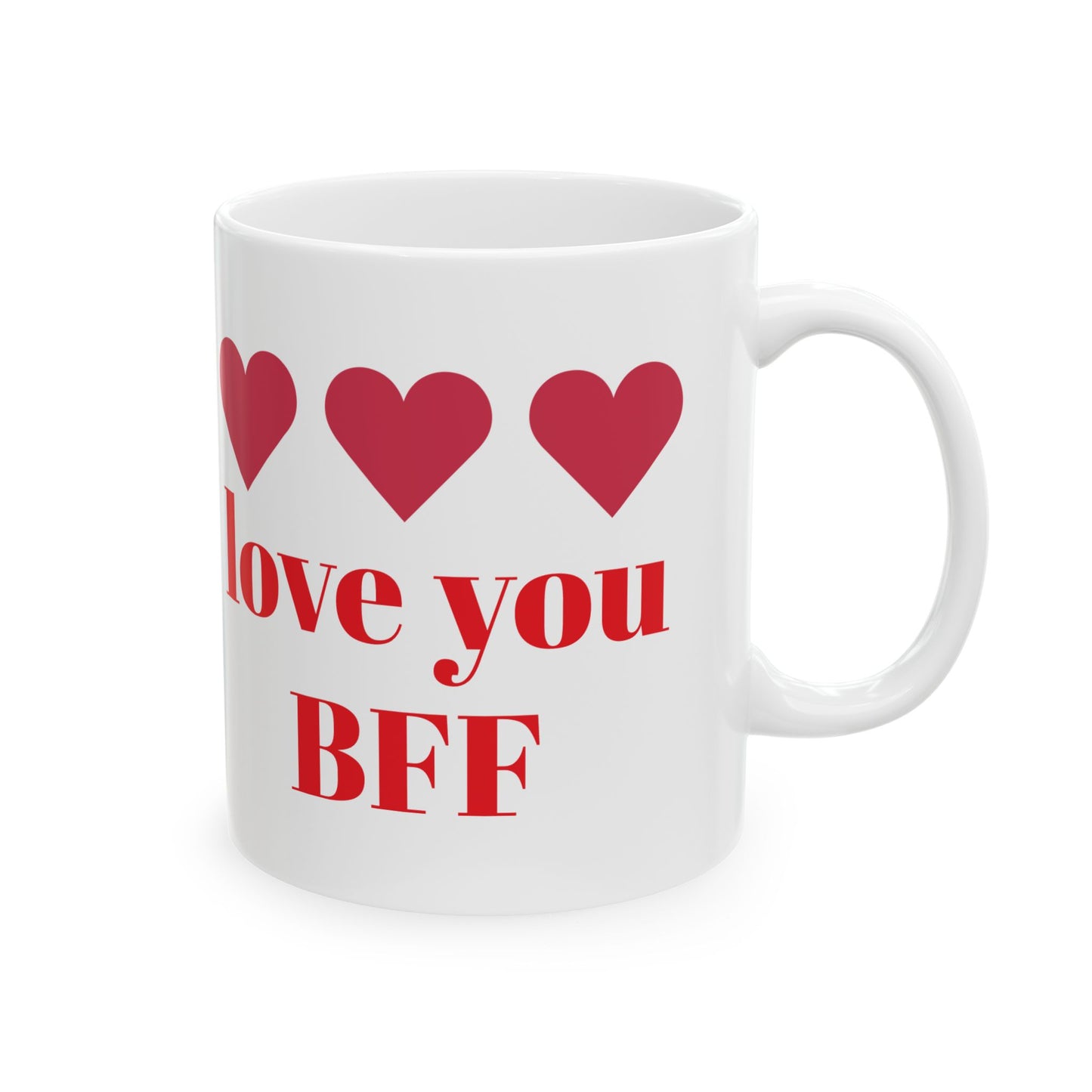 Tasse en céramique Love You BFF - Motif cœur | Cadeau d'amitié pour les meilleurs amis