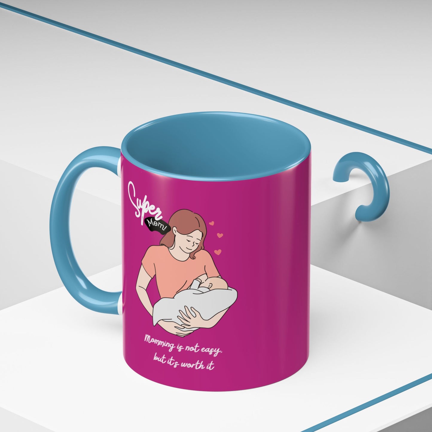 Super Mom Accent Coffee Mug - Perfect Gift for Mother's Day & Moms Everywhere