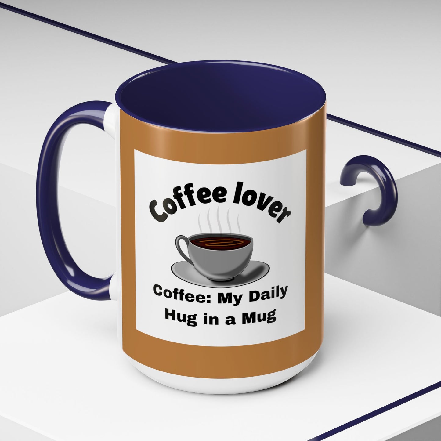 Coffee Lover Accent Mug - Daily Hug in a Mug for Coffee Enthusiasts