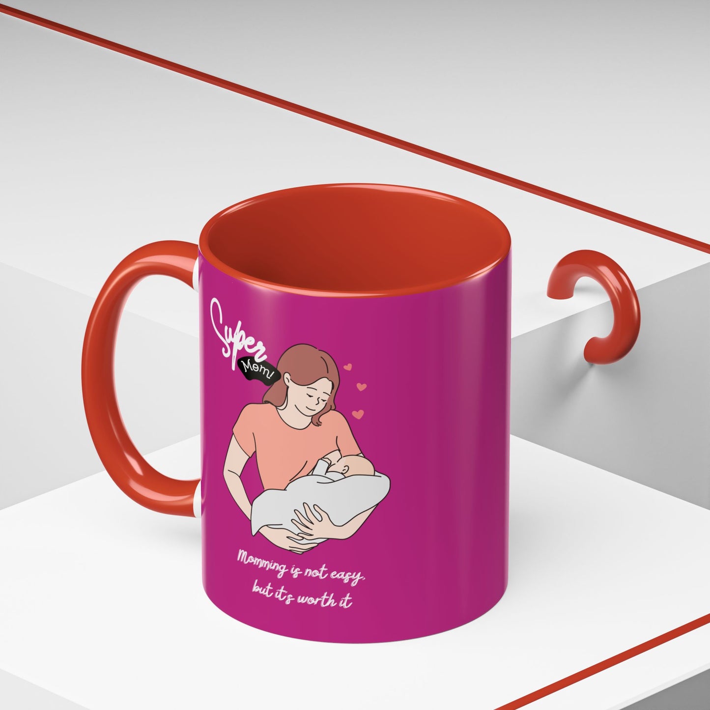 Super Mom Accent Coffee Mug - Perfect Gift for Mother's Day & Moms Everywhere