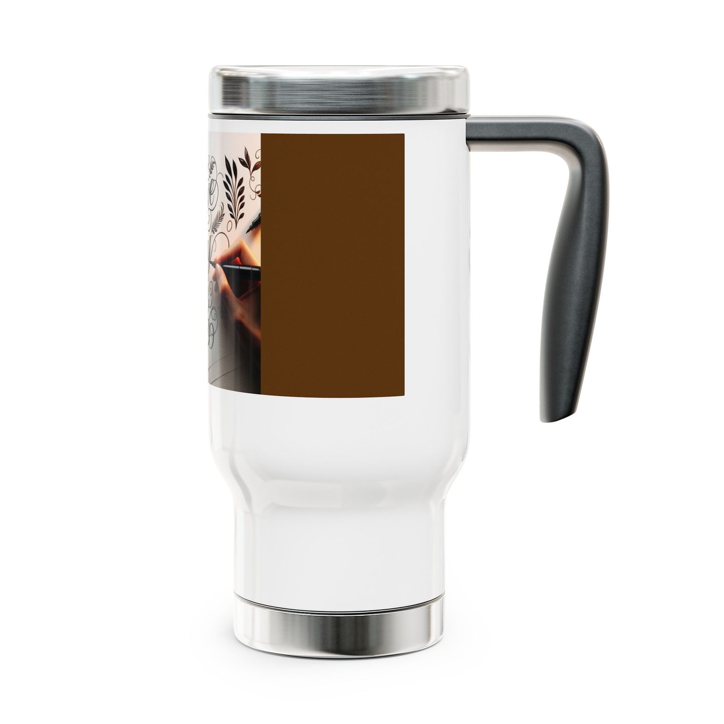 Coffee Travel Mug-14oz Stainless Steel with handle-Perfect gift for family "I love my family"