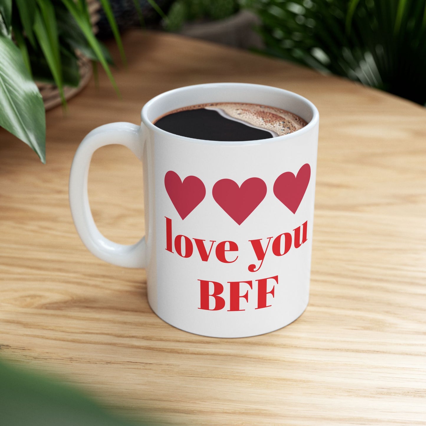 Tasse en céramique Love You BFF - Motif cœur | Cadeau d'amitié pour les meilleurs amis