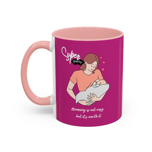 Super Mom Accent Coffee Mug - Perfect Gift for Mother's Day & Moms Everywhere