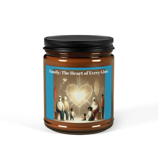 Warmth of Home Scented Soy Candle - Heart Design, Multi-Size Amber Jar