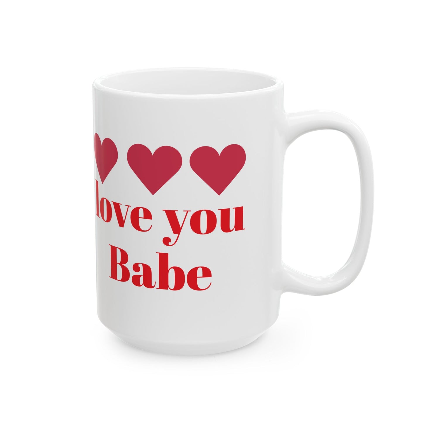 Love You Babe Ceramic Mug - Heart Design | Perfect gift for your husband or wife & girlfriend or boyfriend