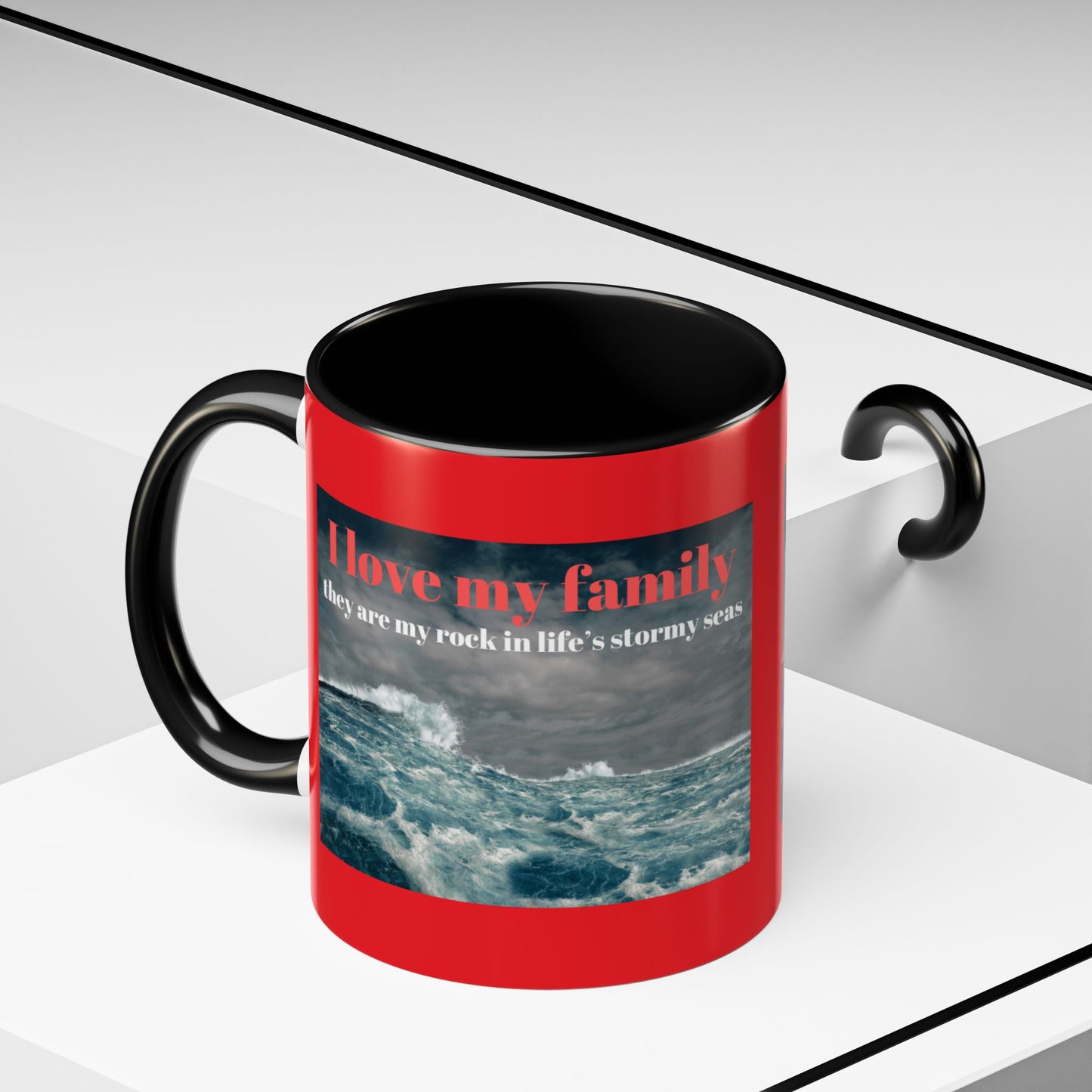 Tasse à café familiale inspirante – Motif mers orageuses – Tasse décorative 11/15 oz