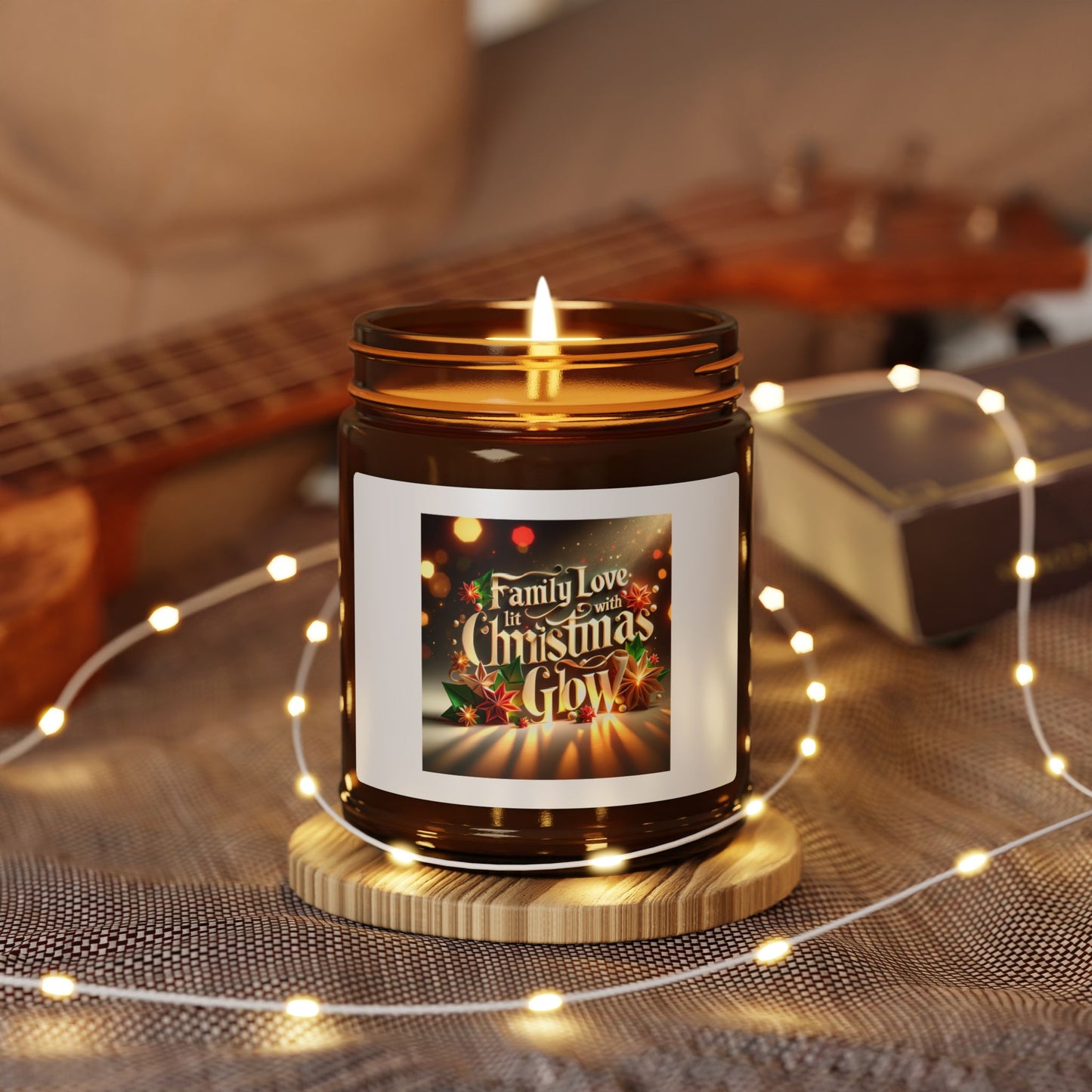 Bougie parfumée au soja Christmas Glow - Arôme Family Love dans un pot ambré