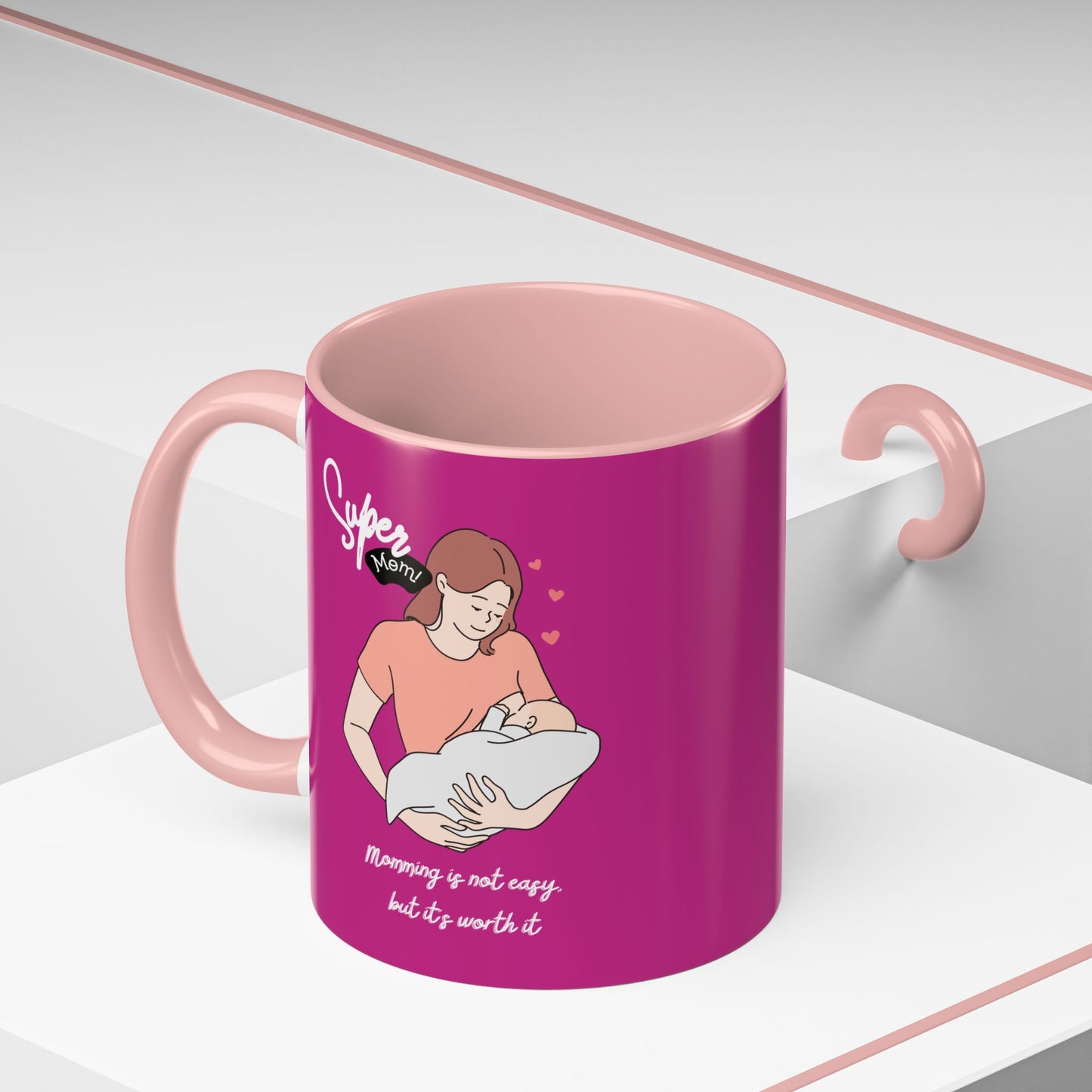 Super Mom Accent Coffee Mug - Perfect Gift for Mother's Day & Moms Everywhere