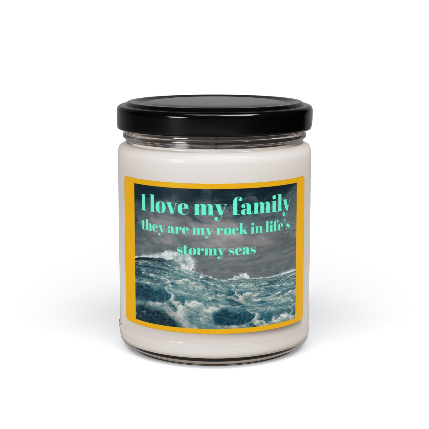 Bougie parfumée au soja - « J'aime ma famille, ils sont mon roc » - Bougie artisanale Ocean Wave 9oz