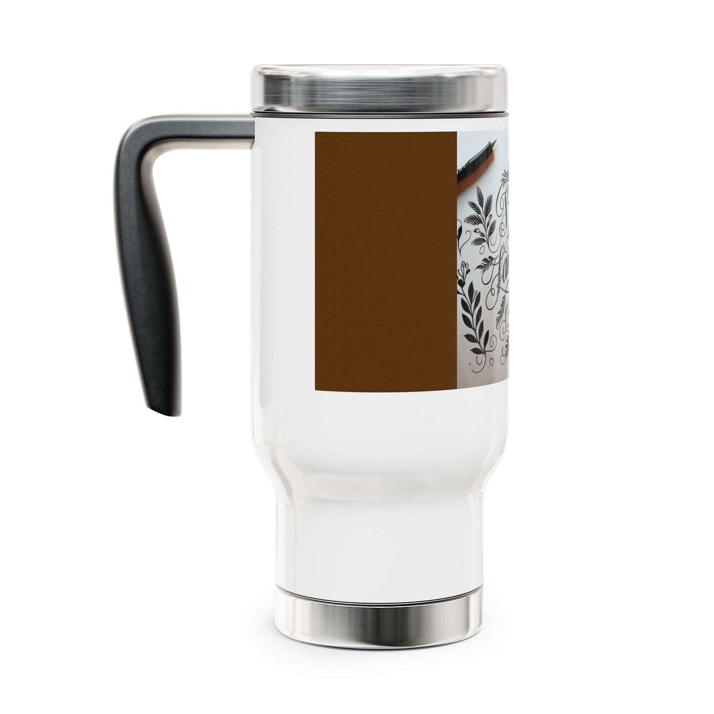 Coffee Travel Mug-14oz Stainless Steel with handle-Perfect gift for family "I love my family"