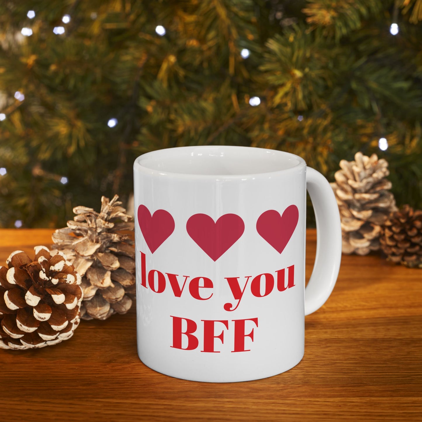 Tasse en céramique Love You BFF - Motif cœur | Cadeau d'amitié pour les meilleurs amis