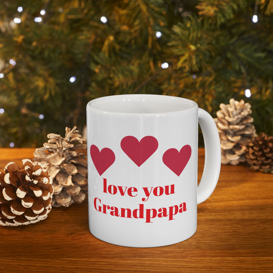 Love You Grandpapa Ceramic Mug - Heart Design | Perfect gift for grandfather