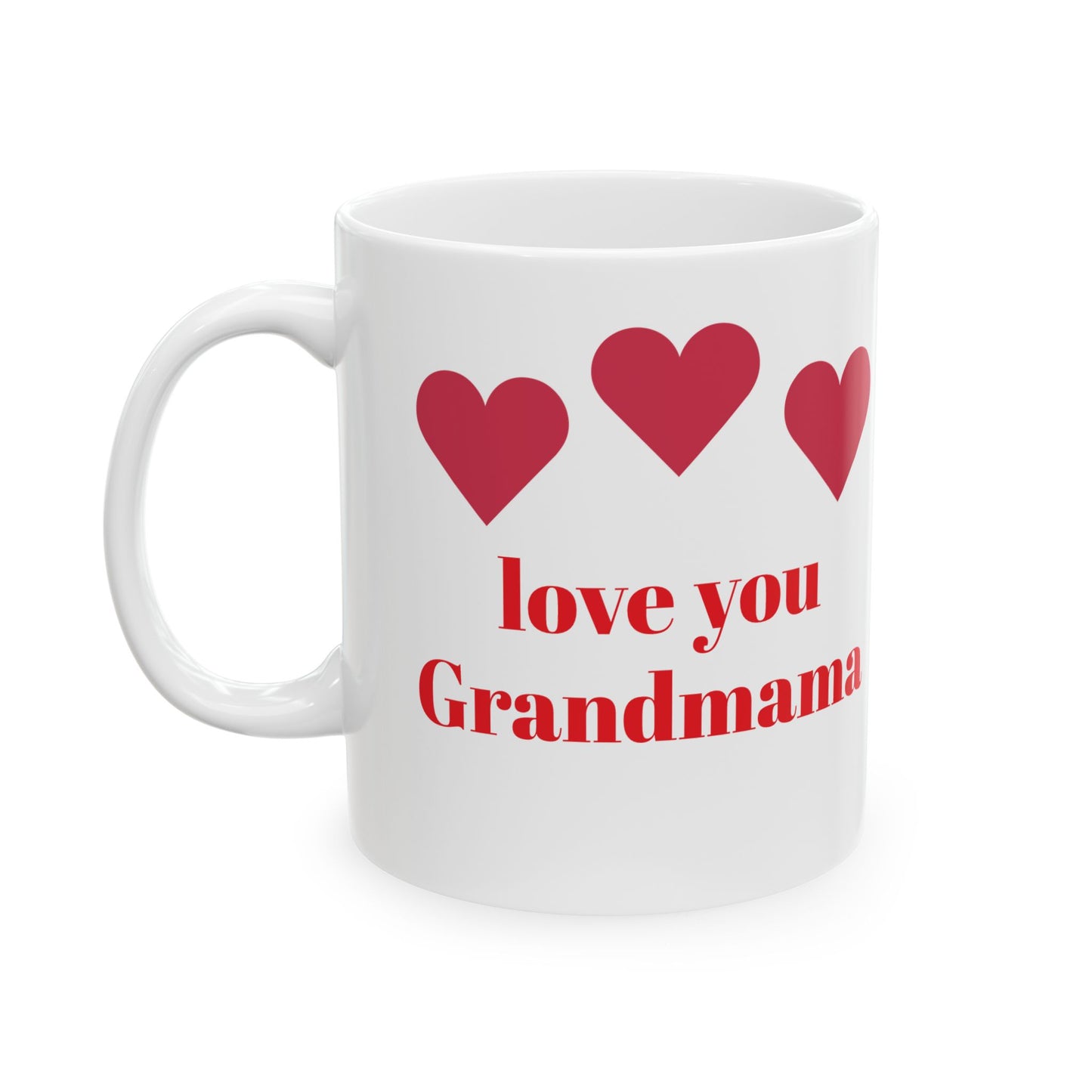 Tasse en céramique Love You Grandmama - Motif cœur | Cadeau idéal pour grand-mère