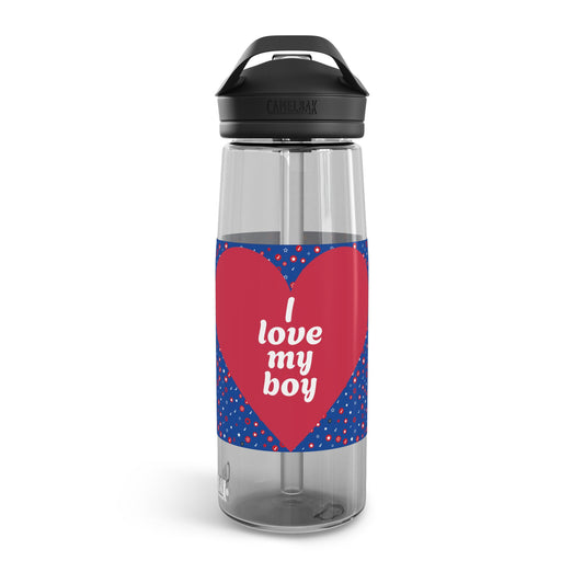 Bouteille d'eau CamelBak Eddy® Love - 20oz/25oz avec motif cœur « J'aime mon garçon »