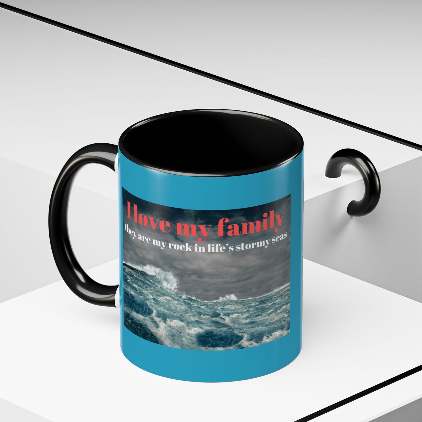 Tasse à café familiale inspirante – Motif mers orageuses – Tasse décorative 11/15 oz