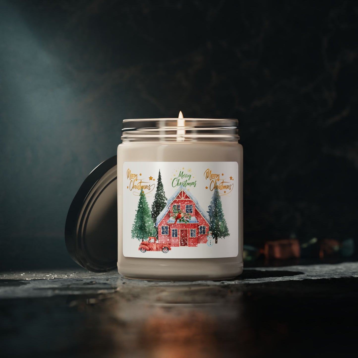 Merry Christmas Scented Soy Candle - 9oz Holiday Decor