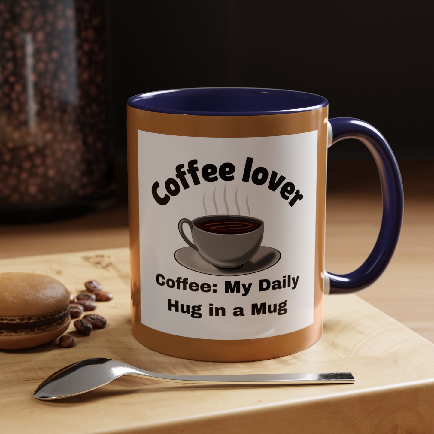 Coffee Lover Accent Mug - Daily Hug in a Mug for Coffee Enthusiasts