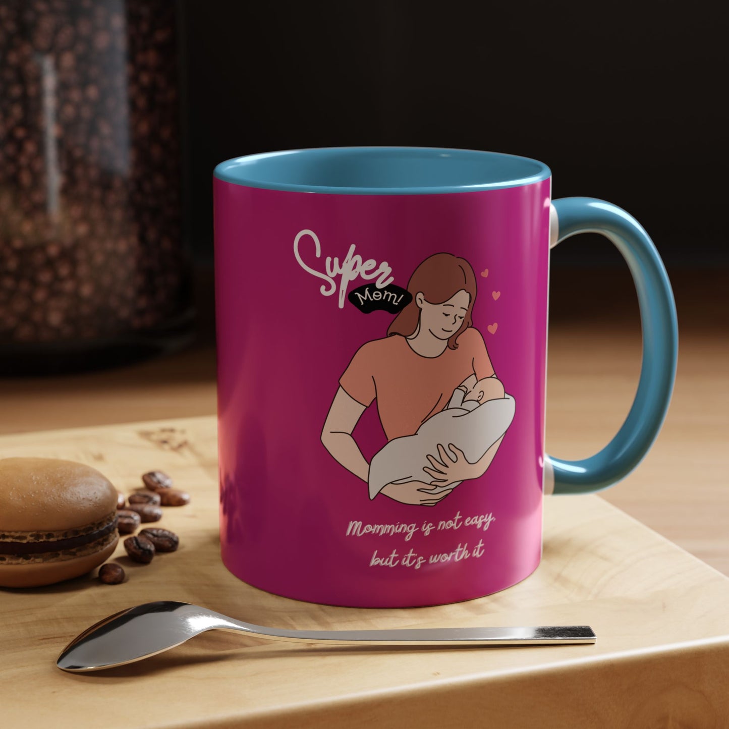 Super Mom Accent Coffee Mug - Perfect Gift for Mother's Day & Moms Everywhere