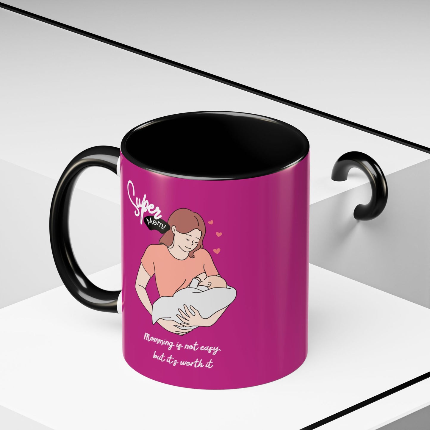 Super Mom Accent Coffee Mug - Perfect Gift for Mother's Day & Moms Everywhere