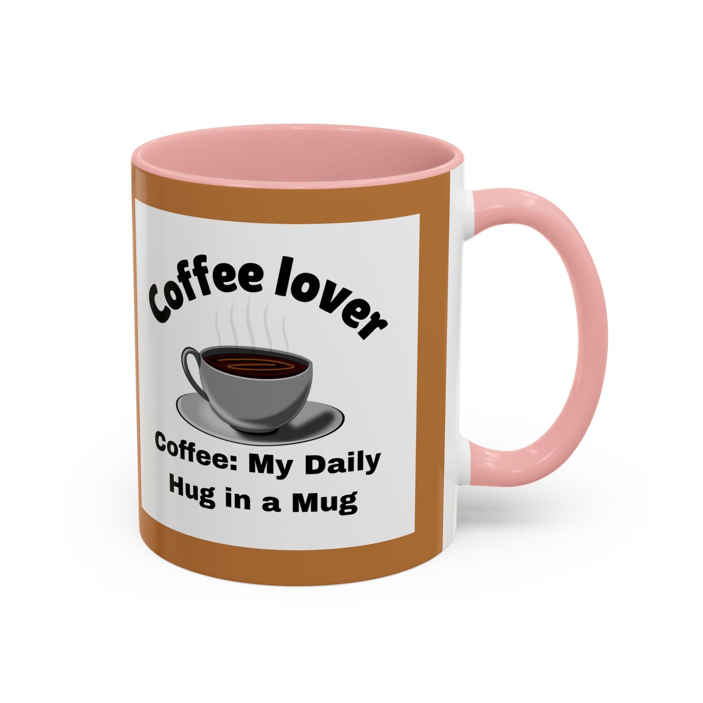 Coffee Lover Accent Mug - Daily Hug in a Mug for Coffee Enthusiasts